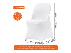 Blanco Elastano Fundas de Sillas Plegables SucceBuy para Boda Comedor, Set de 100