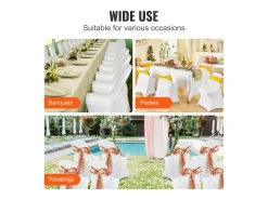 Blanco Elastano Fundas de Sillas Plegables SucceBuy para Boda Comedor, Set de 100
