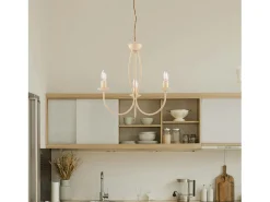 Botte - Lámpara de araña de hierro lacado en marfil con decoración. efecto decapè 3 luces 110 - Ø45 - BL147-3-AV
