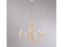 Botte - Lámpara de araña de hierro lacado en marfil con decoración. efecto decapè 8 luces 120 - Ø74 - BL147-8-AV