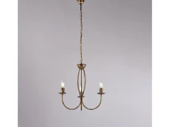 Botte - Lámpara de araña de hierro lacado en marrón con decoración. Oro antiguo 3 luces 110 - Ø45 - BL147-3-BR
