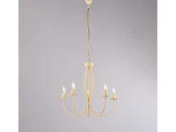 Botte - Lámpara de araña de hierro lacado en marfil con decoración. efecto decapè 5 luces 113 - Ø55 - BL147-5-AV