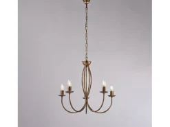 Botte - Lámpara de araña de hierro lacado en marrón con decoración. Oro antiguo 5 luces 113 - Ø55 - BL147-5-BR