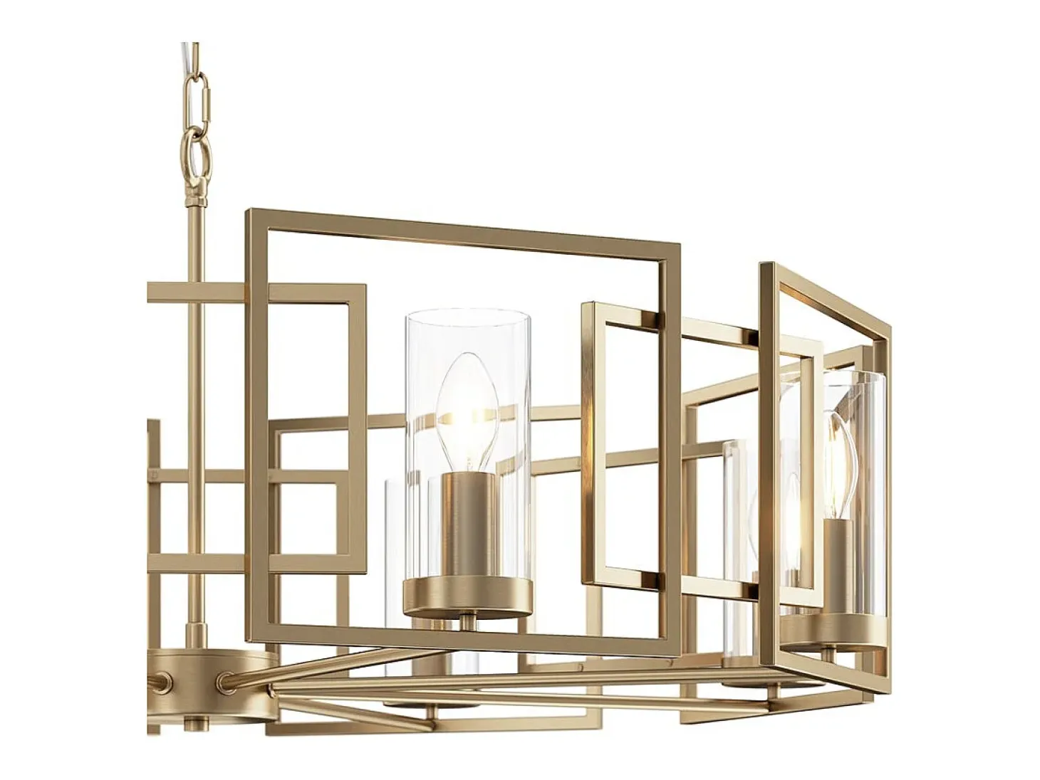Bowi Lámpara Colgante de Techo Cilíndrica Oro, 8 Luces, E14