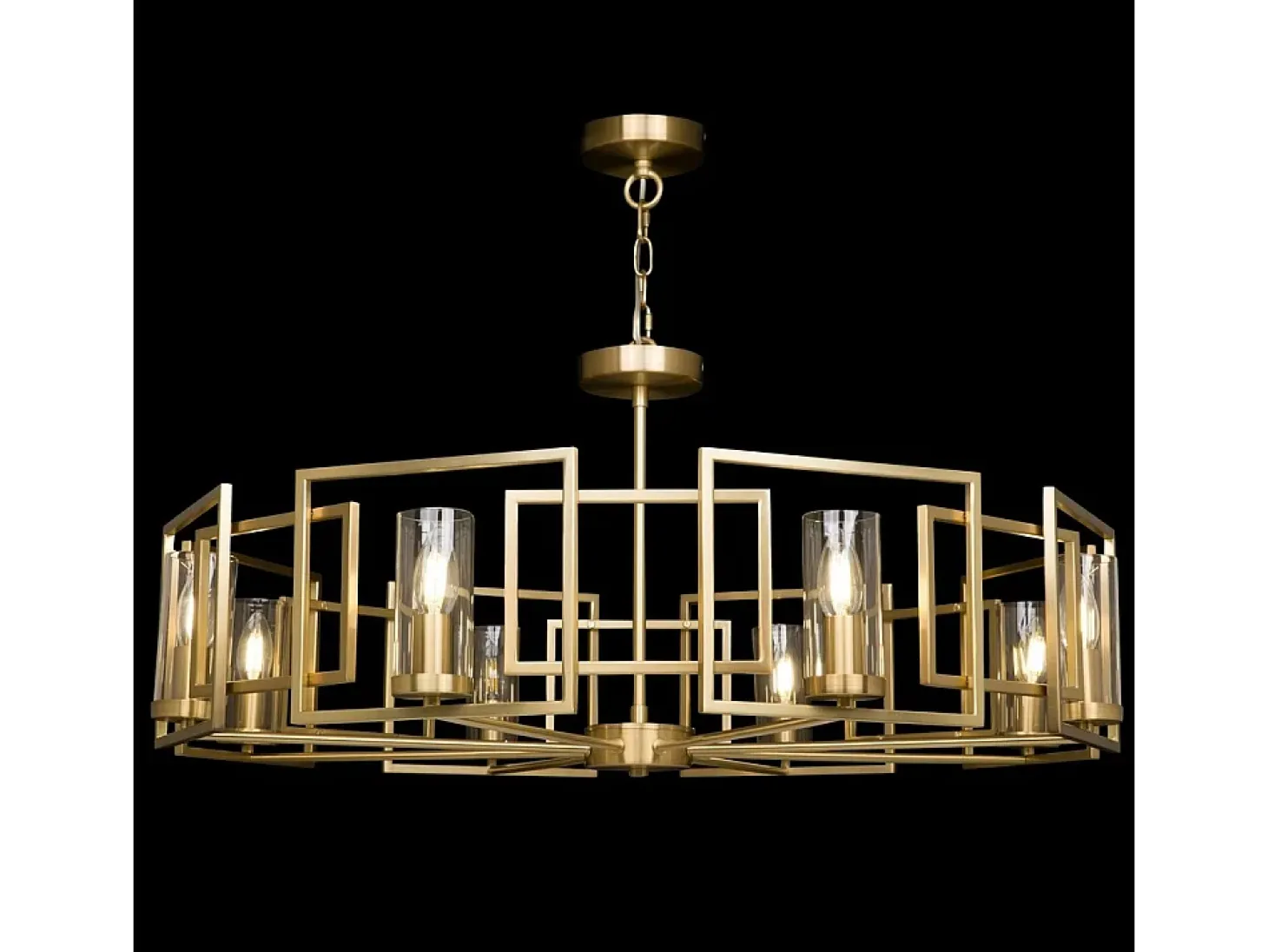 Bowi Lámpara Colgante de Techo Cilíndrica Oro, 8 Luces, E14