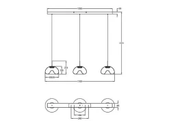 Brena - Lámpara colgante Fabas Luce de 3 luces - LED regulable de 30 W - Diseño lineal transparente