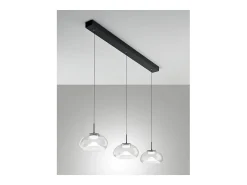 Brena - Lámpara colgante Fabas Luce de 3 luces - LED regulable de 30 W - Diseño lineal transparente