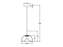 Brena - Lámpara colgante individual transparente de Fabas Luce - LED regulable de 10 W - Lámpara de techo - Diámetro 22 cm