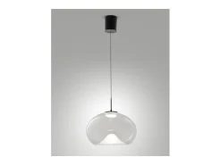 Brena - Lámpara colgante individual transparente de Fabas Luce - LED regulable de 14 W - Lámpara de techo - Diámetro 33 cm