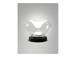 Brena - Lámpara de mesa transparente Fabas Luce - Luz táctil LED regulable de 11 W - Vidrio borosilicato transparente cóncavo
