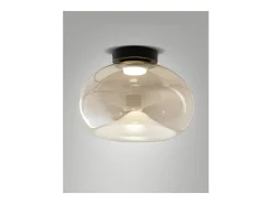 Brena - Lámpara de techo redonda con LED integrado Fabas Luce - Aplique de pared LED regulable de 19 W - Cóncavo color coñac