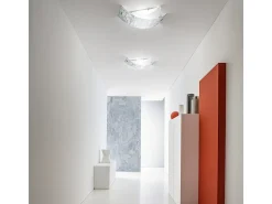 Camilla - Plafón dorado 3XE14 max 3X28W IP20 - Aplique moderno con difusor de cristal plateado y marco blanco 43x30cm