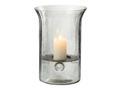Candelabro de vidrio transparente de 19x19x27 cm.