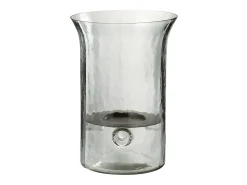 Candelabro de vidrio transparente de 19x19x27 cm.