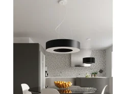 Candelabros Astrona slim minimalista de tela/PVC/acero - 5 fuentes luminosas 4000K - L.50 x A.102 cm - negro