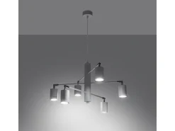 Candelabros Lemmi Moderno De Acero - 6 Fuentes Luminosas - L.77 X A.125 Cm - Blanco