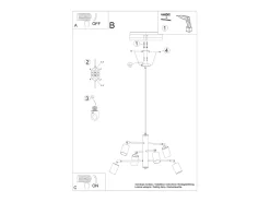 Candelabros Lemmi Moderno De Acero - 6 Fuentes Luminosas - L.77 X A.125 Cm - Negro