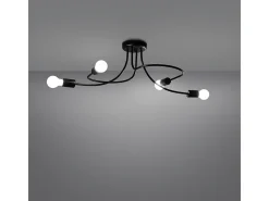 Candelabros Levar Industrial De Acero - 4 Fuentes Luminosas - L.75 X A.32 Cm - Negro