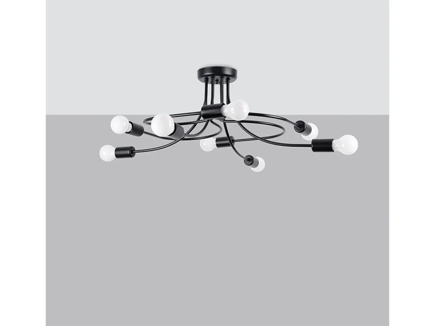 Candelabros Levar Industrial De Acero - 8 Fuentes Luminosas - L.58 X A.28 Cm - Negro