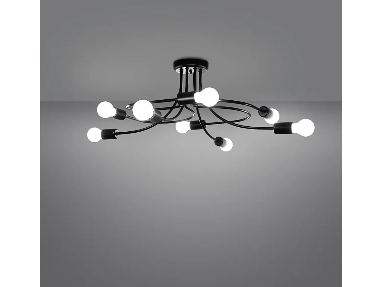 Candelabros Levar Industrial De Acero - 8 Fuentes Luminosas - L.58 X A.28 Cm - Negro
