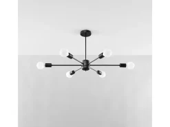 Candelabros Lingoro moderno de acero - 6 fuentes luminosas 3000K - L.86,5 x A.46 cm - negro