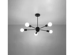 Candelabros Lingoro moderno de acero - 5 fuentes luminosas 4000K - L.66 x A.46 cm - negro