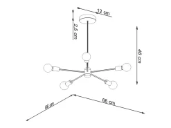 Candelabros Lingoro moderno de acero - 5 fuentes luminosas 4000K - L.66 x A.46 cm - negro