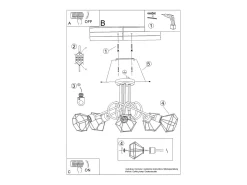 Candelabros Lunova moderno de acero - 5 fuentes luminosas 4000K - L.58 x A.28,5 cm - negro