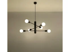 Candelabros Luxra desván de acero - 6 fuentes luminosas 4000K - L.60 x A.85 cm - negro