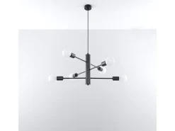 Candelabros Luxra desván de acero - 6 fuentes luminosas 3000K - L.60 x A.85 cm - negro