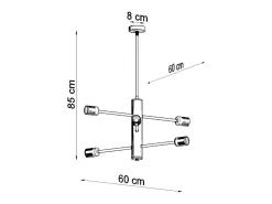 Candelabros Luxra desván de acero - 6 fuentes luminosas 3000K - L.60 x A.85 cm - negro