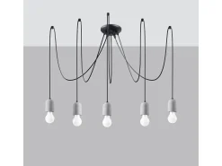 Candelabros Neso Minimalista De Pvc/Hormigón - 5 Fuentes Luminosas - L.100 X A.190 Cm - Gris Negro