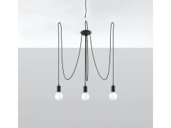 Candelabros Speis desván de tela/acero - 3 fuentes luminosas 3000K - L.300 x A.150 cm - negro
