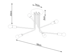 Candelabros Torah moderno de acero - 6 fuentes luminosas 3000K - L.68 x A.33 cm - negro