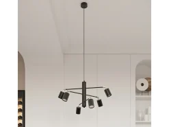 Candelabros Torim moderno de acero - 6 fuentes luminosas 4000K - L.77 x A.125 cm - negro