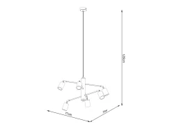 Candelabros Torim moderno de acero - 6 fuentes luminosas 3000K - L.77 x A.125 cm - negro