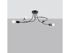 Candelabros Varilex industrial de acero - 4 fuentes luminosas 3000K - L.75 x A.32 cm - negro