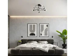 Candelabros Varilex industrial de acero - 4 fuentes luminosas 3000K - L.75 x A.32 cm - negro