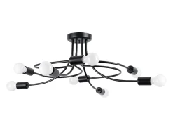 Candelabros Varilex industrial de acero - 8 fuentes luminosas 3000K - L.58 x A.28 cm - negro