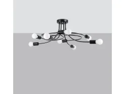 Candelabros Varilex industrial de acero - 8 fuentes luminosas 3000K - L.58 x A.28 cm - negro