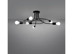 Candelabros Varilex industrial de acero - 6 fuentes luminosas 4000K - L.69 x A.29 cm - negro