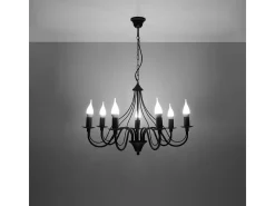 Candelabros Vivow moderno de acero - 7 fuentes luminosas 4000K - L.60 x A.80 cm - negro
