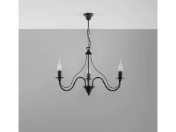 Candelabros Vivow moderno de acero - 3 fuentes luminosas 3000K - L.60 x A.80 cm - negro