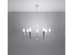 Candelabros Vivow moderno de acero - 7 fuentes luminosas 4000K - L.60 x A.80 cm - blanco