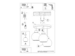 Candelabros Zelaro moderno de acero - 3 fuentes luminosas 3000K - L.35 x A.35 cm - negro
