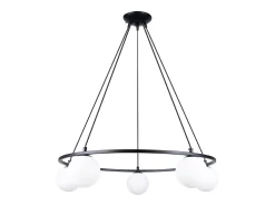 Candelabros Zynfi moderno de acero/vidrio - 5 fuentes luminosas 4000K - L.80 x A.98 cm - negro