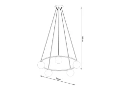 Candelabros Zynfi moderno de acero/vidrio - 5 fuentes luminosas 3000K - L.80 x A.98 cm - negro