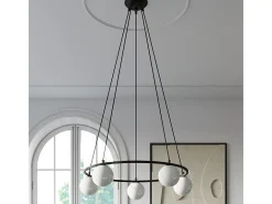 Candelabros Zynfi moderno de acero/vidrio - 5 fuentes luminosas 3000K - L.80 x A.98 cm - negro