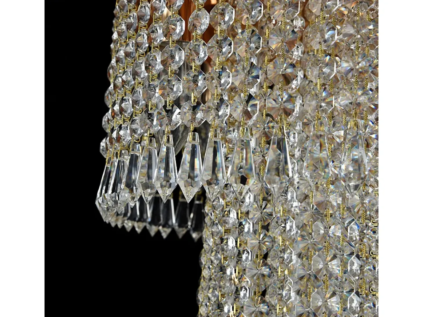 Cascade Araña Oro Antiguo & Cristal, 12 Luces, E14