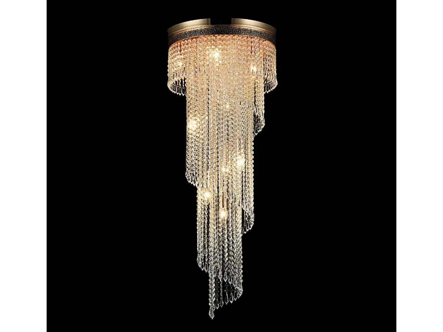 Cascade Araña Oro Antiguo & Cristal, 12 Luces, E14